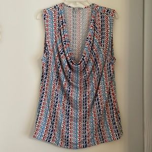 Halogen XL cowl neck tank red/white/blue